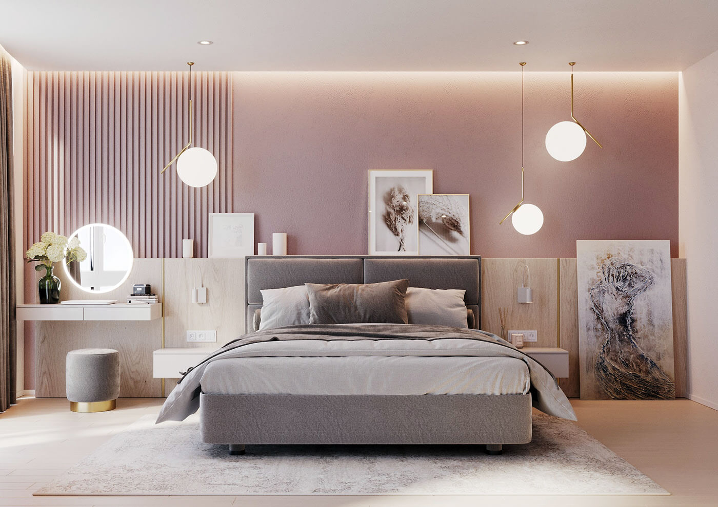 Dusty pink and grey bedroom  Beautiful bedroom colors, Romantic bedroom  colors, Bedroom color schemes