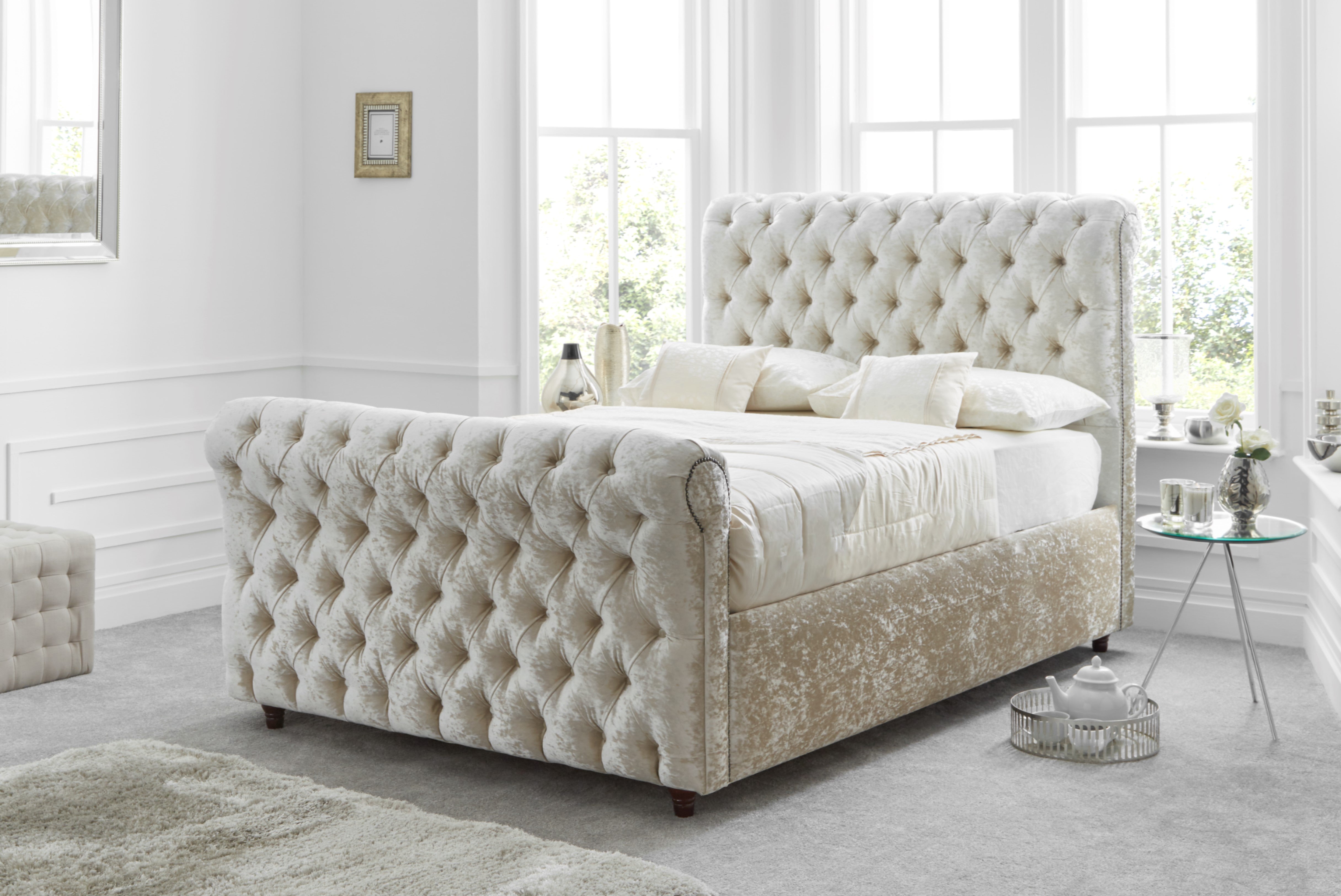 White chesterfield store bed